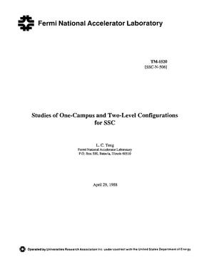 Studies of one-campus and two-level configurations for SSC