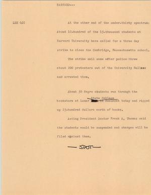 Primary view of object titled '[News Script: Havard]'.
