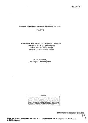 Nuclear materials research progress reports for 1978