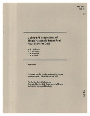 COBRA-SFS predictions of single assembly spent fuel heat transfer data