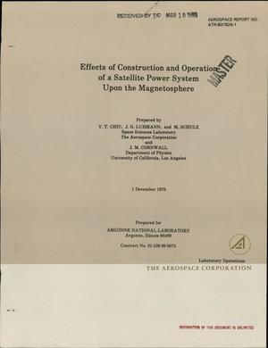 Primary view of object titled 'Effects of construction and operation of a satellite power system upon the magnetosphere'.