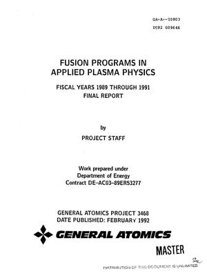 Fusion programs in applied plasma physics