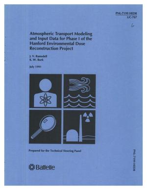 Atmospheric transport modeling and input data for Phase 1 of the Hanford Environmental Dose Reconstruction Project