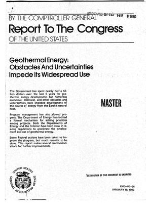Geothermal energy: obstacles and uncertainties impede its widespread use
