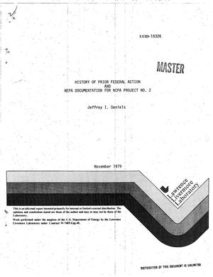 History of prior federal action and NEPA documentation for NCPA Project No. 2