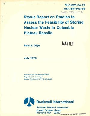 Status report on studies to assess the feasibility of storing nuclear waste in Columbia plateau basalts