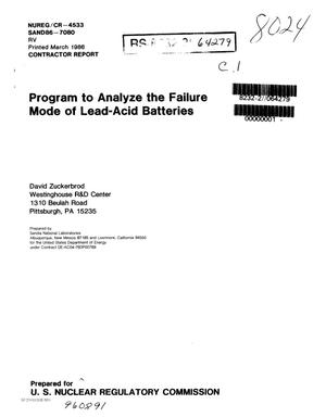 Program to analyze the failure mode of lead-acid batteries