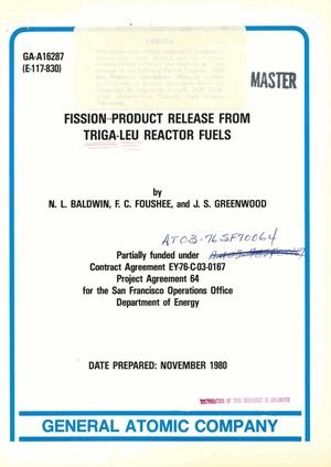 Fission-product release from TRIGA-LEU reactor fuels