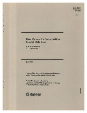 User manual for Conservation Project Data Base