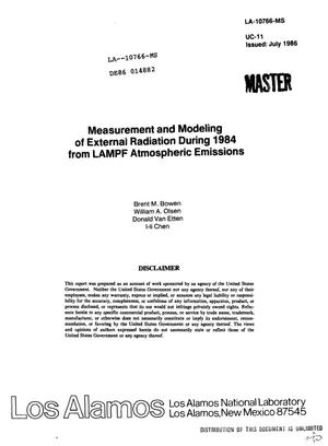 Measurement and modeling of external radiation during 1984 from LAMPF atmospheric emissions