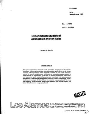 Experimental studies of actinides in molten salts