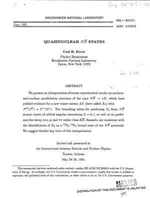 Quasinuclear N N states