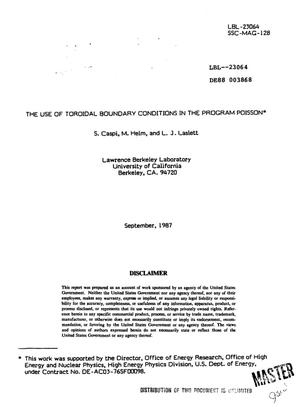 The use of toroidal boundary conditions in the program POISSON