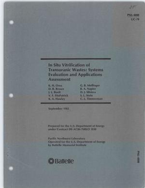 Primary view of object titled 'In-situ vitrification of transuranic wastes: systems evaluation and applications assessment'.