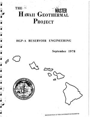 Hawaii Geothermal Project; HGP-A Reservoir Engineering