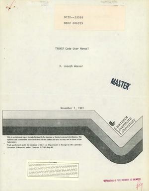 Primary view of object titled 'TRANSF code user manual'.