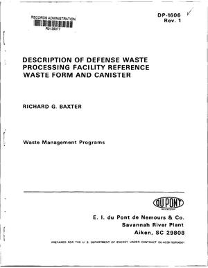 Description of Defense Waste Processing Facility reference waste form and canister. Revision 1