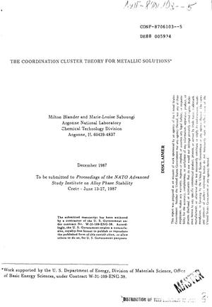 The coordination cluster theory for metallic solutions