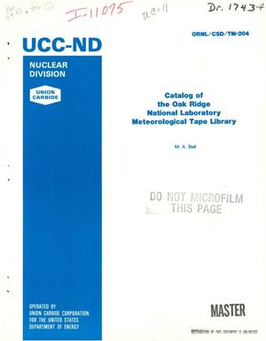 Catalog of the Oak Ridge National Laboratory Meteorological Tape Library