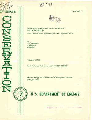 High-temperature fuel cell research and development. Final technical status report, June 1977-September 1978