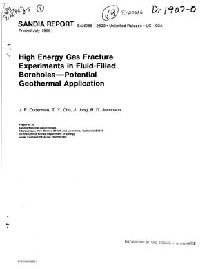 High energy gas fracture experiments in liquid-filled boreholes: potential geothermal application