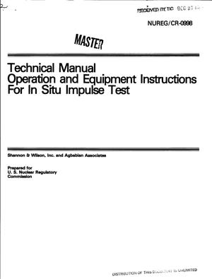 Technical manual: operation and equipment instructions for in situ impulse test