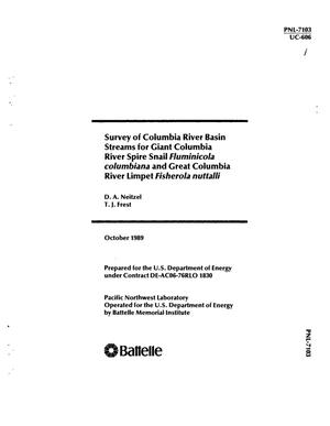 Survey of Columbia River Basin Streams for Giant Columbia River Spire Snail Fluminicola columbiana and Great Columbia River limpet Fisherola nuttalli