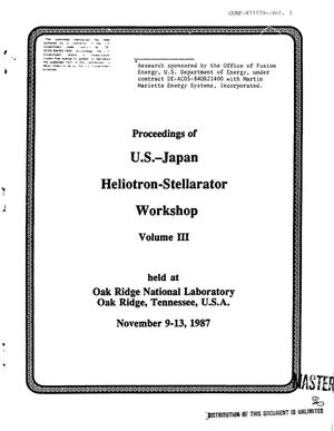 Proceedings of US-Japan heliotron-stellarator workshop: Volume 3
