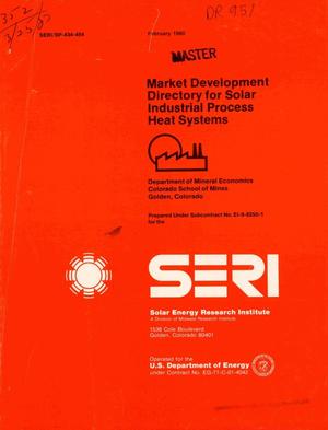 Market development directory for solar industrial process heat systems