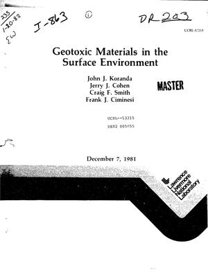 Geotoxic materials in the surface environment