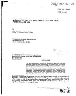 Automated system for validating balance performance