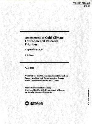 Assessment of cold-climate environmental research priorities. Appendixes A, B