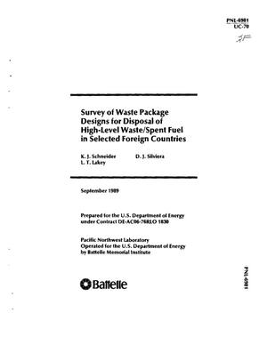 Survey of waste package designs for disposal of high-level waste/spent fuel in selected foreign countries