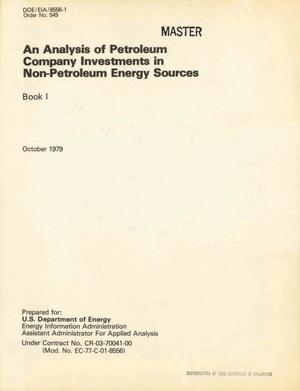 Analysis of petroleum company investments in nonpetroleum energy sources. Book I