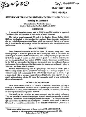 Survey of beam instrumentation used in SLC