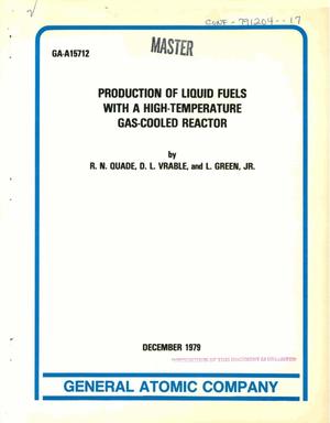 Production of liquid fuels with a high-temperature gas-cooled reactor