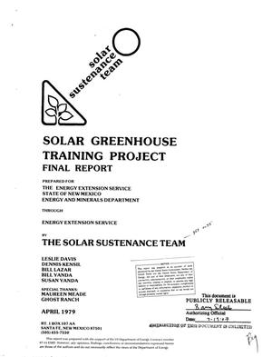 Solar greenhouse training project. Final report