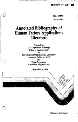 Annotated bibliography of human factors applications literature