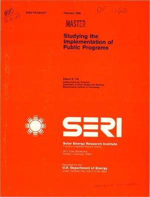 Studying the Implementation of Public Programs