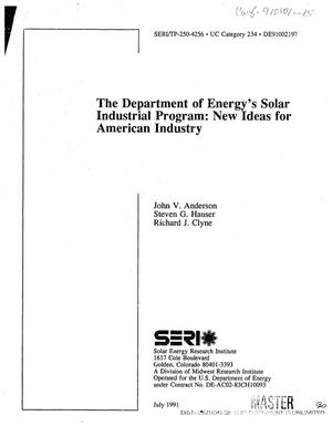 The Department of Energy's Solar Industrial Program: New ideas for American industry