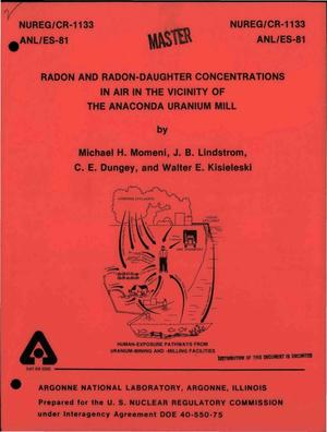 Measured concentrations of radioactive particles in air in the vicinity of the Anaconda Uranium Mill