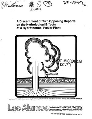 Discernment of two opposing reports on the hydrological effects of a hydrothermal power plant