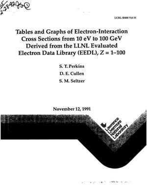 Tables and graphs of electron-interaction cross sections from 10 eV to 100 GeV derived from the LLNL Evaluated Electron Data Library (EEDL), Z = 1--100