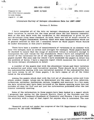 Literature survey of isotopic abundance data for 1987-1989