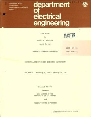 Computer automation for chemistry instruments. Final report, February 1, 1980-January 31, 1981