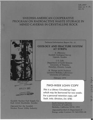 Geology and fracture system at Stripa. Technical information report No. 21