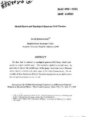Moduli spaces and topological quantum field theories