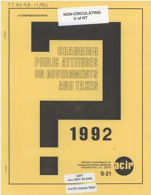 Changing public attitudes on governments and taxes, 1992