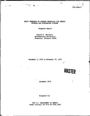 Basic research on ceramic materials for energy storage and conversion systems. Progress report, December 1, 1978-November 30, 1979