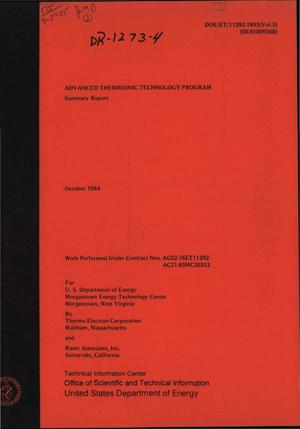 Advanced Thermionic Technology Program: summary report. Volume 3. Final report